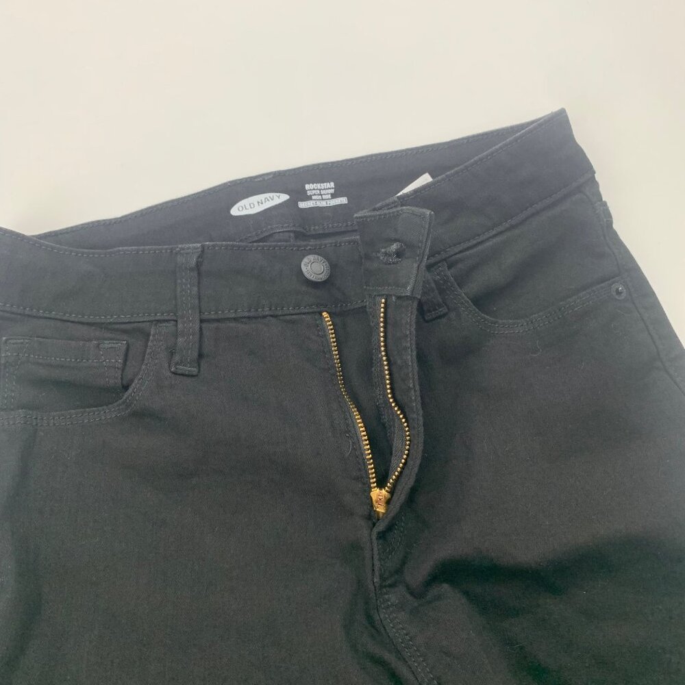 Old Navy Rockstar Super Skinny Jeans Women's Size 6 Black Denim High Rise - Picture 5 of 8